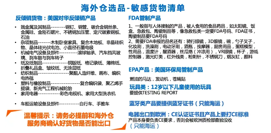 海外选品敏感货物清单